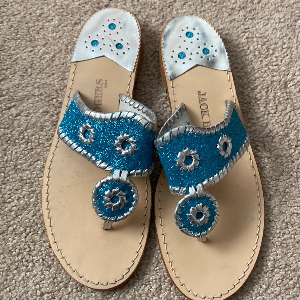 Jack Rogers size 9 blue glitter with silver accent sandals